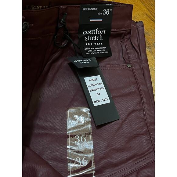 Si Tu Veux Gordon Jean’s Burgundy Wax Superstack  Size 36 - Picture 4 of 5